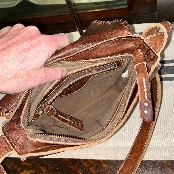 Bed Stu Leather Frankie Crossbody Shoulder Bag Teak Rustic Brown Retail $175